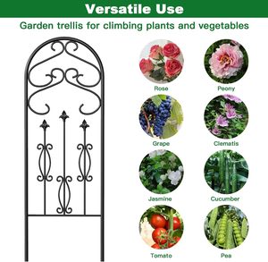 Treillis de jardin en <span class=keywords><strong>fer</strong></span> antirouille noir 4 panneaux de fil de <span class=keywords><strong>grille</strong></span> murale pour vignes en pot légumes Patio décor à la maison - Product Image 2
