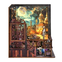 Magic Quest - Juego de Construcción 3D de Madera para Pintar con Luz, Cabina de Madera, Soporte para Libros, Rompecabezas de Bloques de Construcción, Modelo de Casa Pequeña, 0-3M
