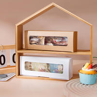 Boîte alimentaire rectangulaire en kraft jetable personnalisée avec fenêtre transparente, en carton recyclé pour desserts et pain, vente en gros