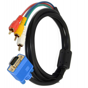 铜芯适配器电缆 <span class=keywords><strong>VGA</strong></span> 15P 公头/3RCA 公头 镀镍 适用于电脑电视投影仪 带单磁环 - Product Image 2