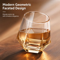 Verre à whisky géométrique moderne en forme de diamant, gobelet rotatif de luxe, verre à eau en cristal électroplaqué arc-en-ciel pour bar à domicile