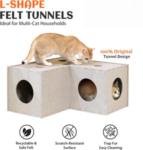 Niche pour chat en feutre insonorisant – Tanière pliable et tunnel de jeu intérieur confortable - Product Image 1