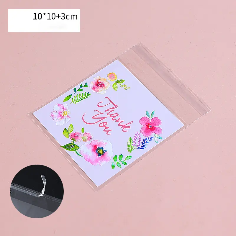 Emballage de carte de voeux auto-adhésif à impression personnalisée scellant des sacs en plastique transparent Opp de haute qualité pour cadeau bonbons biscuit