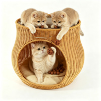 Lit pour animaux de compagnie double couche, hamac pour chat, lit chaud tissé pour chat, villa pour chat, cage pour chat, panier de rangement en rotin tissé pour chat et chien