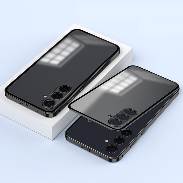 360 Full Coverage Magnetic Matte Tempered Glass Phone Case for Samsung Galaxy A35 A54 A55 Metal Frame
