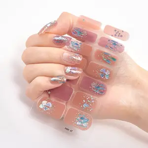 Foretrend vente en gros Design coloré corée semi-durci Uv Pegatinas Para Unas semi-durci Gel autocollant pour ongles