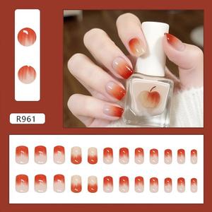 Vente en gros directe usine de faux ongles préfabriqués Nude Tibetan Blue Star French Almond pour boutiques de mode - Product Image 4