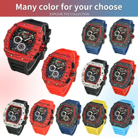 Montre à quartz pour homme, style sport, étanche, bracelet en silicone, lumineuse, six aiguilles, multifonction