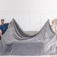 Couverture polaire surdimensionnée 120x120 pouces pour lit double, 100% polyester, ignifuge, tissée, unie, pour toutes les saisons, directement de l'usine