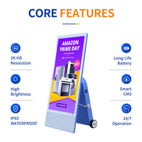 Layar LCD/LED Portabel 32/43 Inci dengan Baterai, Cocok untuk Luar Ruangan, Sorotan Digital Signage Bergerak untuk Periklanan dan Pemasaran