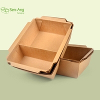 Nouvelle boîte rigide en papier kraft avec laminage mat SenAng05 de 1200 ml pour plats à emporter, pâtes, snacks, biscuits, poulet frit, sushis (lot de deux)