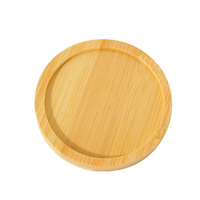 Nampan bunga tanaman sukulen kayu bambu persegi bulat pot bunga keramik Salver dudukan bunga alas minum Coaster