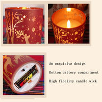 Bougie LED sans flamme en cire véritable, motif flocons de neige et cerfs de Noël, verre imprimé personnalisé, télécommande, pour mariage et maison