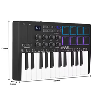 Controlador MIDI M-VAVE SMK-25 Pro |   25 Teclas + 8 Pads + 8 Perillas |   Sincronización DAW Inalámbrica/USB |   Creador de Ritmos con Retroiluminación RGB y 3 DAWs |   USB/Inalámbrico