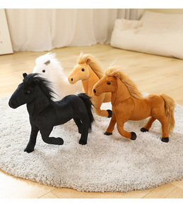 Peluche Cheval Douce de Haute Qualité, Noir, Blanc, Marron, Animal de Ferme, Cadeau pour les Chaînes de Magasins - Product Image 2