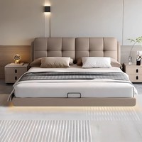 Lit de style moderne tissu blanc cuir cadre de lit King Size rembourré doux ensemble de lit éclairé par un nuage