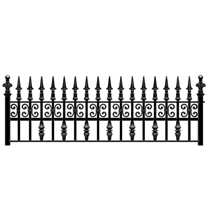 Panel de valla de hierro forjado para exteriores, resistente al óxido y fácil de montar, con adornos decorativos y puntas en forma de lanza. - Product Image 1