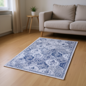 Db Classic Blue Medallion Area <b>Rug</b> 2x3 Rectangle Low Pile Machine Washable Foldable For Living Room - Product Image 2