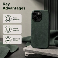 Coque de téléphone Iphone 15 Premium en Alcantara italien, entièrement enveloppante, découpe laser de précision, fonction magnétique, service OEM/ODM