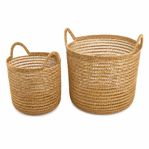 Cesta Ovalada Rústica de Ratán Natural Modelo LDRCRC-005 para Almacenamiento, Compras, Supermercado y Organización del Hogar, Duradera y Ecológica - Product Image 1