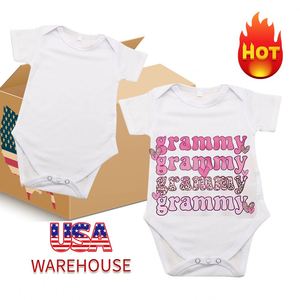 En Stock, Logotipo Personalizado de Fábrica, Tallas Unisex Americanas, Mameluco de Manga Corta para Bebé, Blanco para Sublimación - Product Image 4