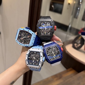Men's Luxury Tonneau <b>Skeleton</b> Mechanical <b>Watch</b> RM35-03 Style <b>Automatic</b> Movement Sport Wristwatch Rubber Strap Carbon Fiber Case - Product Image 1