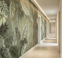 Papier peint mural vintage à thème tropical, papier peint vert à feuilles de palmier Monstera, papier peint photo personnalisé pour la décoration murale intérieure de la maison et de l'hôtel
