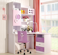 Ensemble de meubles de chambre à coucher pour enfants en MDF rose bon marché de style princesse moderne