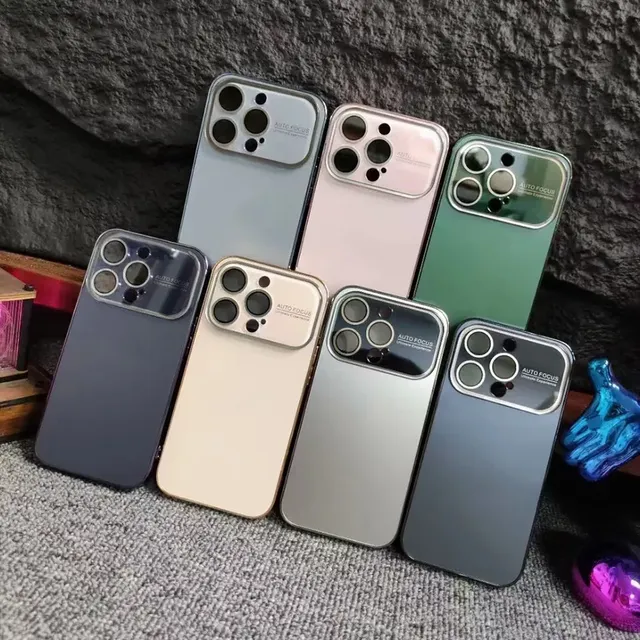 Luxury Design Business AG Glass for 1213 14 15 16 Pro Max 8 Colors Phone Socket Holder Shockproof Mobile Phone Case