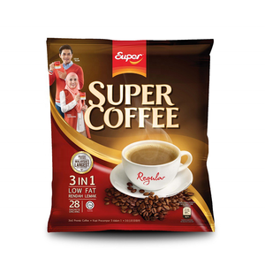 ซุปเปอร์คอฟฟี่ 3 อิน 1 รสหวานปกติ ครีม น้ำตาล คุณภาพเยี่ยม บรรจุถุง - Product Image 1