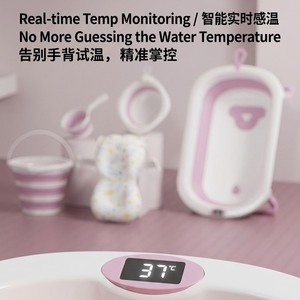 Set de Bañera Plegable para Bebés, Tamaño Grande y Reforzado, para Recién Nacidos y Niños Pequeños, con Monitor de Temperatura en Tiempo Real y Protección Antideslizante para la Columna Vertebral - Product Image 4