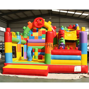 Château gonflable commercial personnalisé coloré avec toboggan et blocs de construction pour fêtes d'enfants - Product Image 3