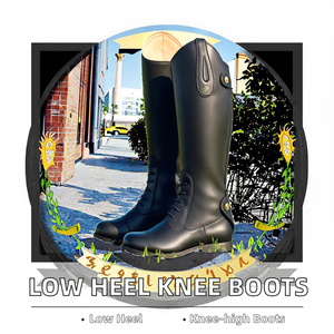 Bottes d'équitation pour femmes, hauteur genou, style western, talon bas, bout carré, fermeture éclair arrière, semelle intérieure EVA unie - Product Image 2