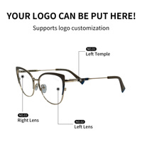 Gafas Ópticas de Metal Ligero con Montura Completa Estilo Ojo de Gato para Mujer, con Logotipo Personalizado 2026, para Uso Diario