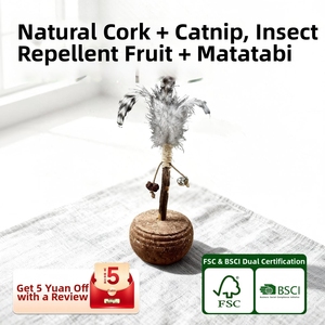 Giocattolo per Gatti in Sughero Naturale: Erba Gatta e <span class=keywords><strong>Silvervine</strong></span>, Bacchetta Auto-Raddrizzante per Caccia e Stimolazione Olfattiva - Product Image 2