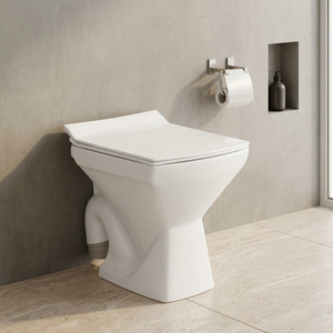 Inodoro europeo premium con asiento suave, juego de inodoro de cerámica asiática alargado, montado en el suelo, con tanque oculto y doble descarga. - Product Image 1