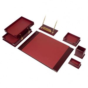 Juego de 8 Organizadores de Escritorio Modernos de Lujo en Madera y Cuero Artificial con Impresión Digital, Accesorios Multifuncionales para Oficina - Product Image 5