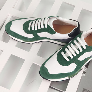 Men Genuine <b>Leather</b> <b>Sneakers</b> White Green Rubber Outsole EVA Midsole Lining Spring Fitness Training Shoes - Product Image 4