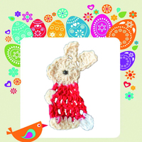 Appliques brodées en crochet de lapin rouge, patchs décoratifs à coudre en dentelle pour col de chemise et accessoires de chapeau