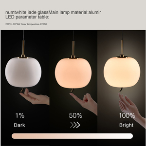 โคมไฟตั้งพื้นทรงแอปเปิ้ลโลหะสีทองสไตล์ยุโรปอเมริกัน กระจกหยกขาว แสงวอร์มไวท์ 2700K สำหรับโรงแรม ห้องนั่งเล่น ห้องนอน แสงสว่างภายในอาคาร - Product Image 3