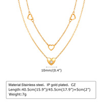 Colliers à chaînes superposées en acier inoxydable avec pendentif cœur pour femmes, plaqué or 18 carats, accessoires de mode étanches, bijoux féminins