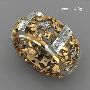 Anello con Design a Motivo Traforato Bicolore, Anello Classico da Donna - Product Image 6