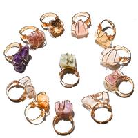 Vente en gros de bagues en pierre naturelle avec griffe réglable, sertissage de pierres précieuses, bagues en cristal brut naturel, pierre naturelle