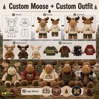 Peluche personnalisée en forme de renne, marque OEM, pour équipes sportives, écoles, parcs à thème et événements promotionnels