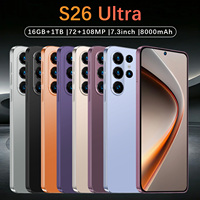 Smartphone S26 Ultra France 7,3 pouces 90Hz Android 15 16 Go 1 To 108 MP 8800 mAh Deca Core 5G Double SIM Carte TF Face ID GPS Métal