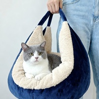 Lit de transport portable 2-en-1 pour chat, en forme de bateau, sac à main en peluche pour animaux de compagnie, nid douillet en polaire, lit de voyage lavable pour petits chats et chiens
