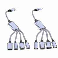 Hubs USB 2.0 de 30 cm, 4 ports, câble USB disponible en versions d'entrée USB-A et Type-C avec câble tressé pour ordinateur portable