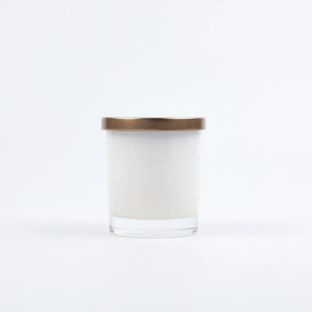 Vela perfumada de cera de soja, cristal blanco esmerilado con pantalla impresa, venta al por mayor