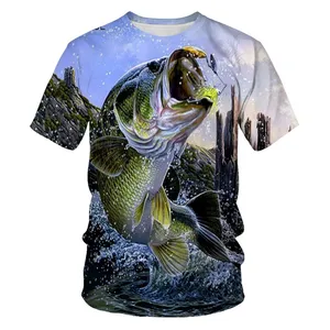 Mùa hè của nam giới cổ điển 3D cá in T-Shirt quá khổ Ngắn Tay Áo Tops Tees cho nam giới phụ nữ trẻ em có tính năng vui cá chép dệt kim - Product Image 3