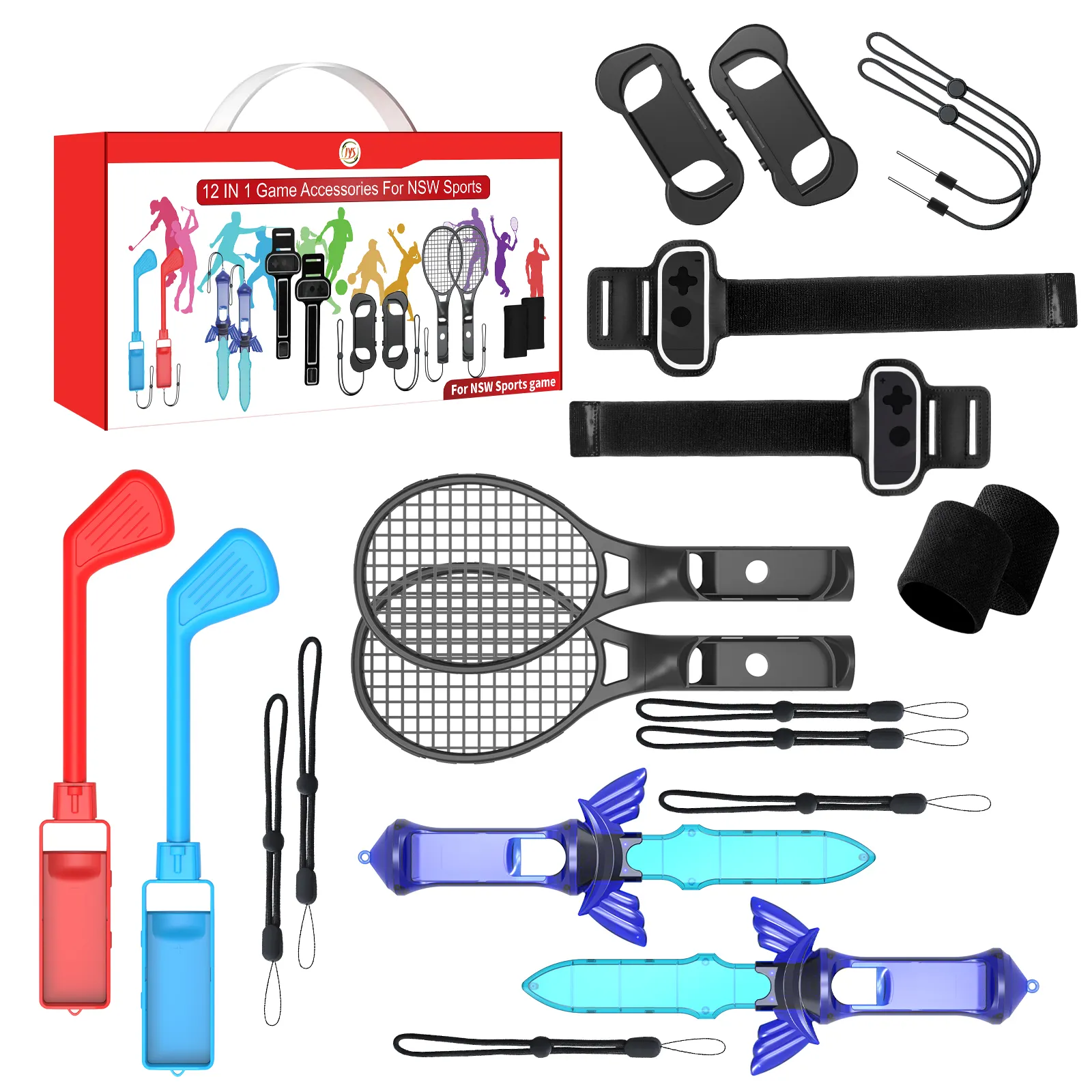 Pack accessoires de sport pour Nintendo Switch, pack 12 en 1, kit familial pour Switch/jeux OLED
